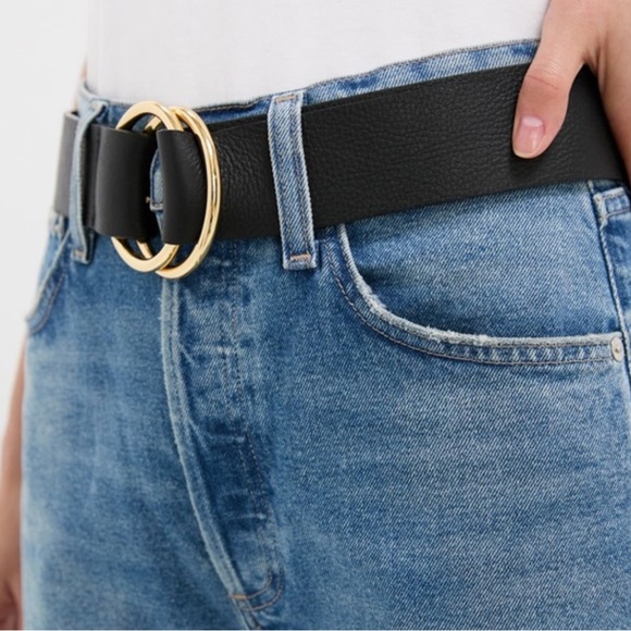 B-Low the Belt Accessories - New B-low the Belt black wide belt with gold round circle buckle. L/XL